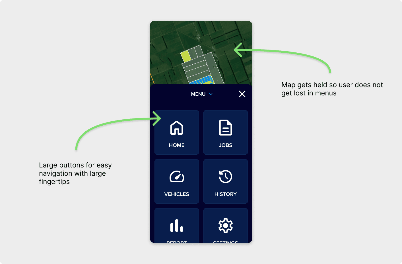 Bottom navigation bar designed for one-handed thumb reach across the app